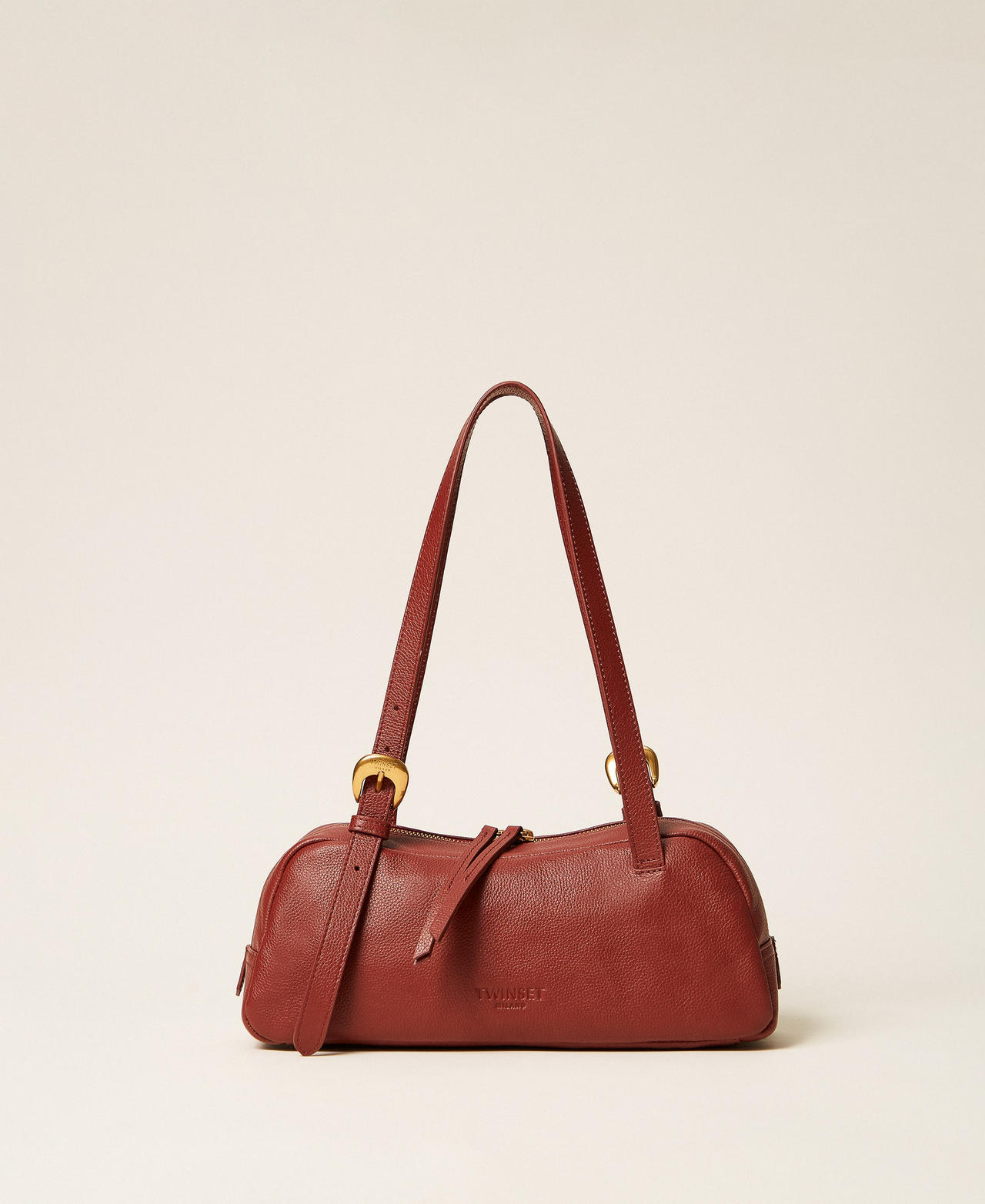 Adjustable leather bowler bag "Cherry Wood" Brown Woman 262TB7193_06501_01