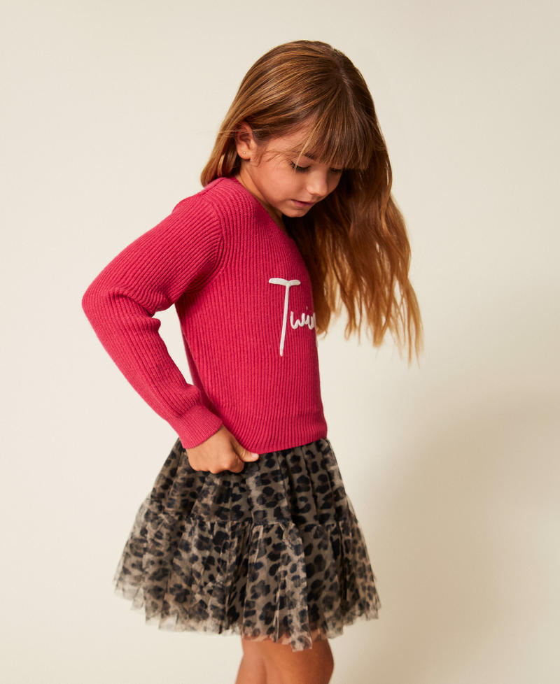 Pull pour fille avec logo brodé Rose Candy Rose Fille 252GB3040_00338_02