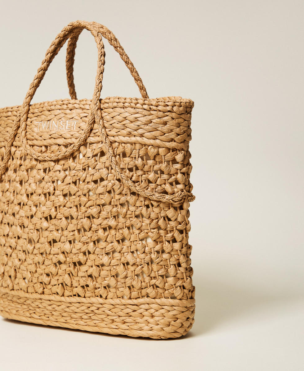 Borsa shopper in rafia crochet