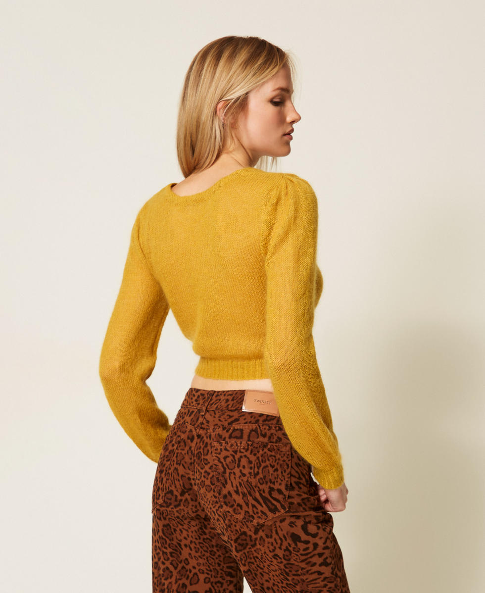  Mohair blend knit shrug Mustard Yellow Woman 252TP3525_12607_03