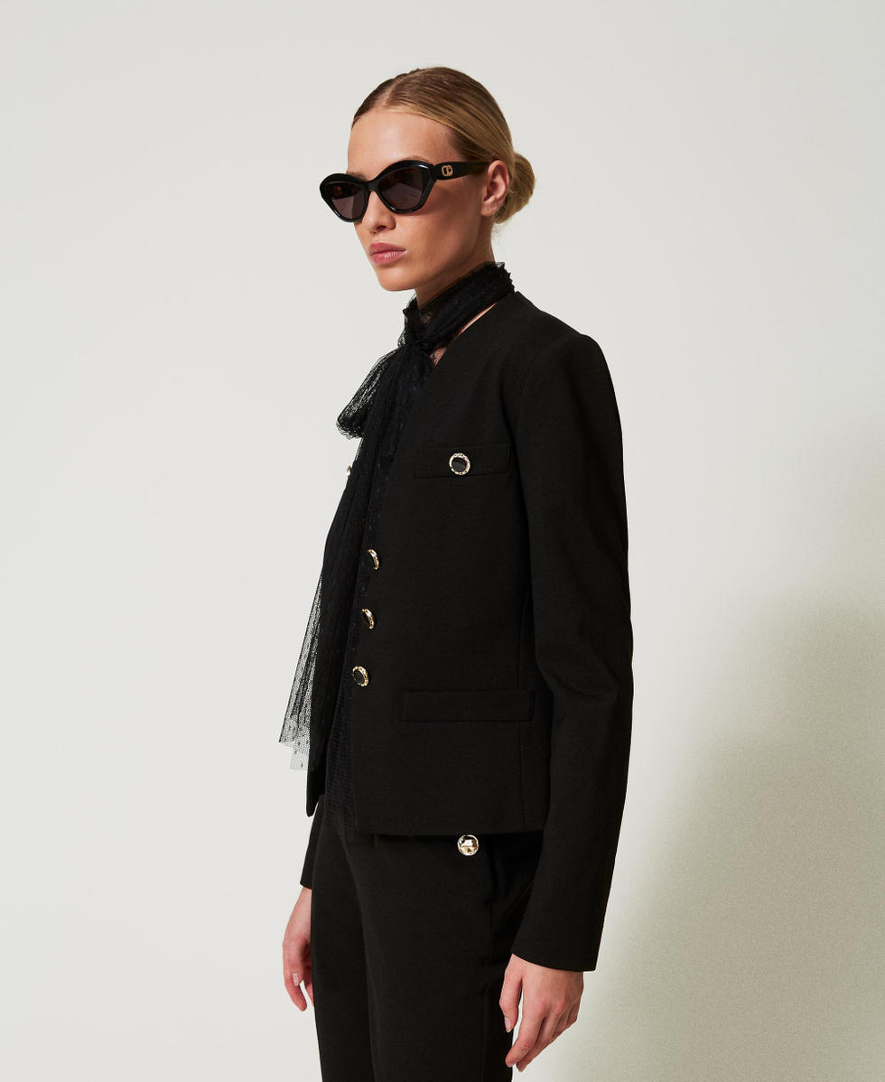 Chaqueta blazer con botones joya Negro Mujer 251TP2131_00006_02