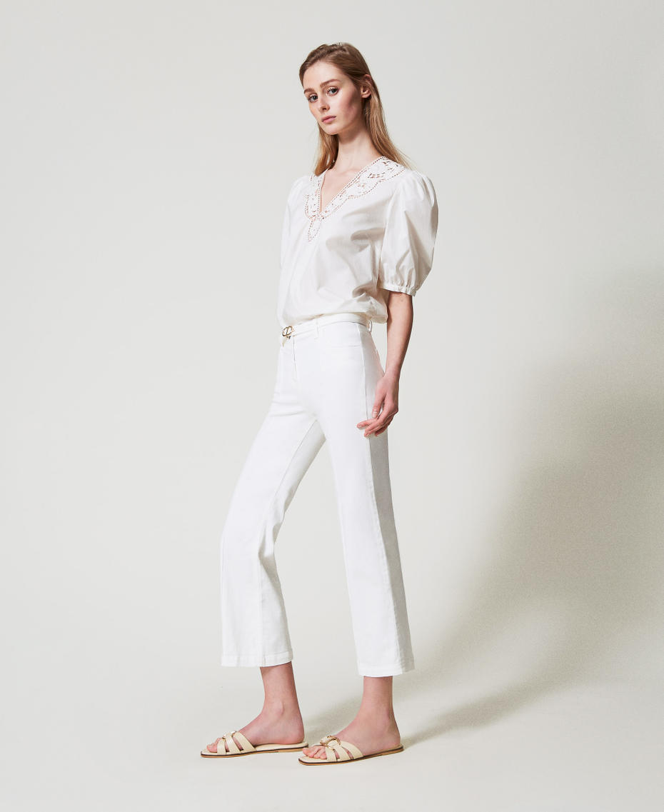Bull cropped trousers White Denim Woman 251TT2240_01226_01