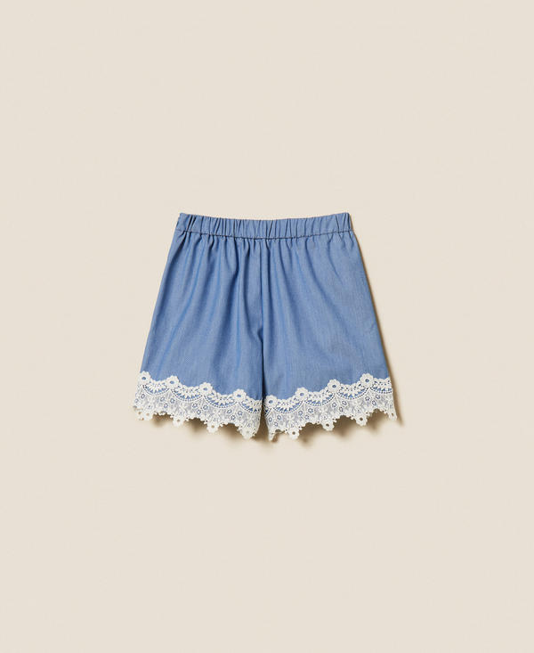 Shorts mit fil-&aacute;-fil-Muster und Spitze