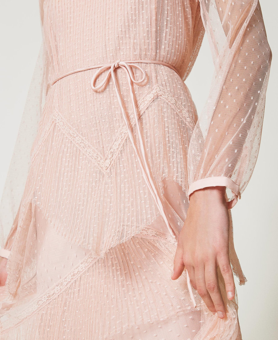 Long tulle dress with pleated flounces Cupcake Pink Woman 251TP2510_00178_04