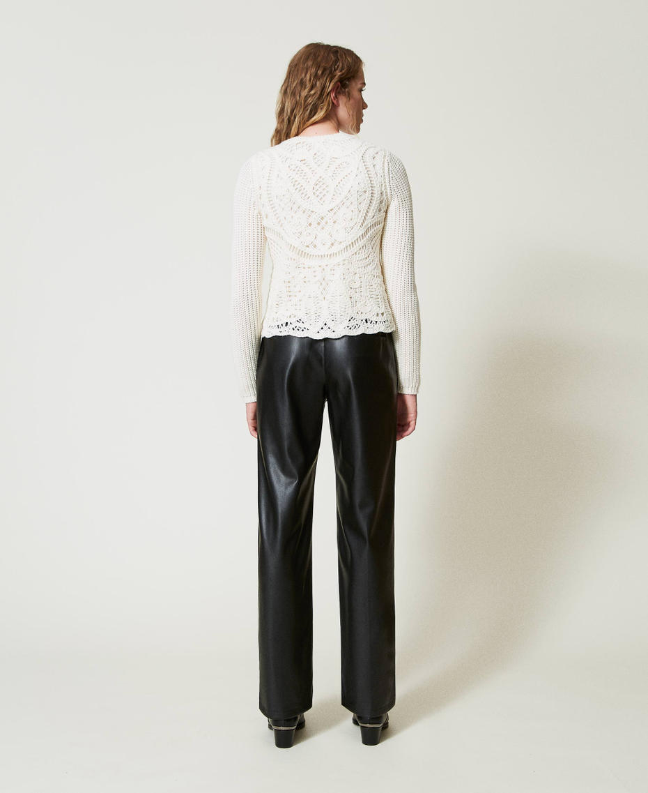 Leather-like trousers with elasticated waist Black Woman 242TP2201_00006_07