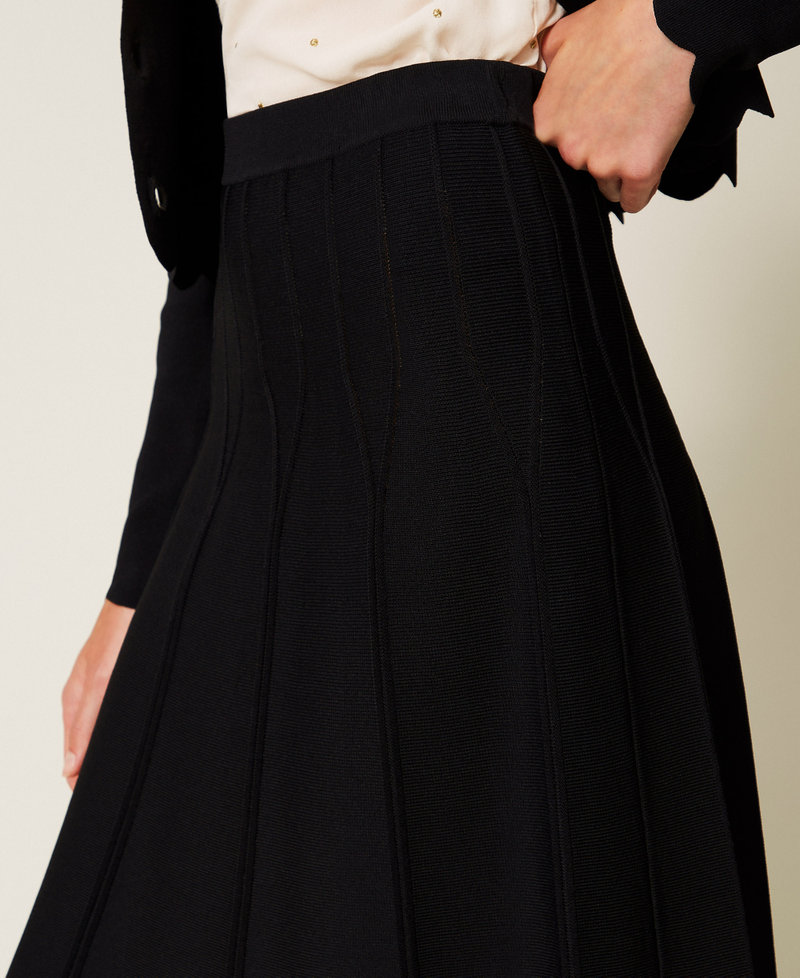 Jupe mi-longue en maille Noir Femme 252TP3641_00006_04