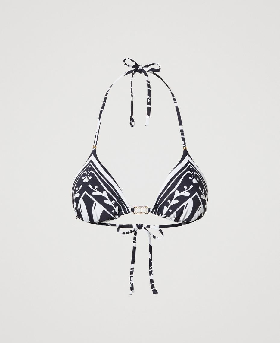 Triangle bikini top with a foulard print Classic Blue/Classic Blue Foulard Print Woman 251LMMX22_12489_S0
