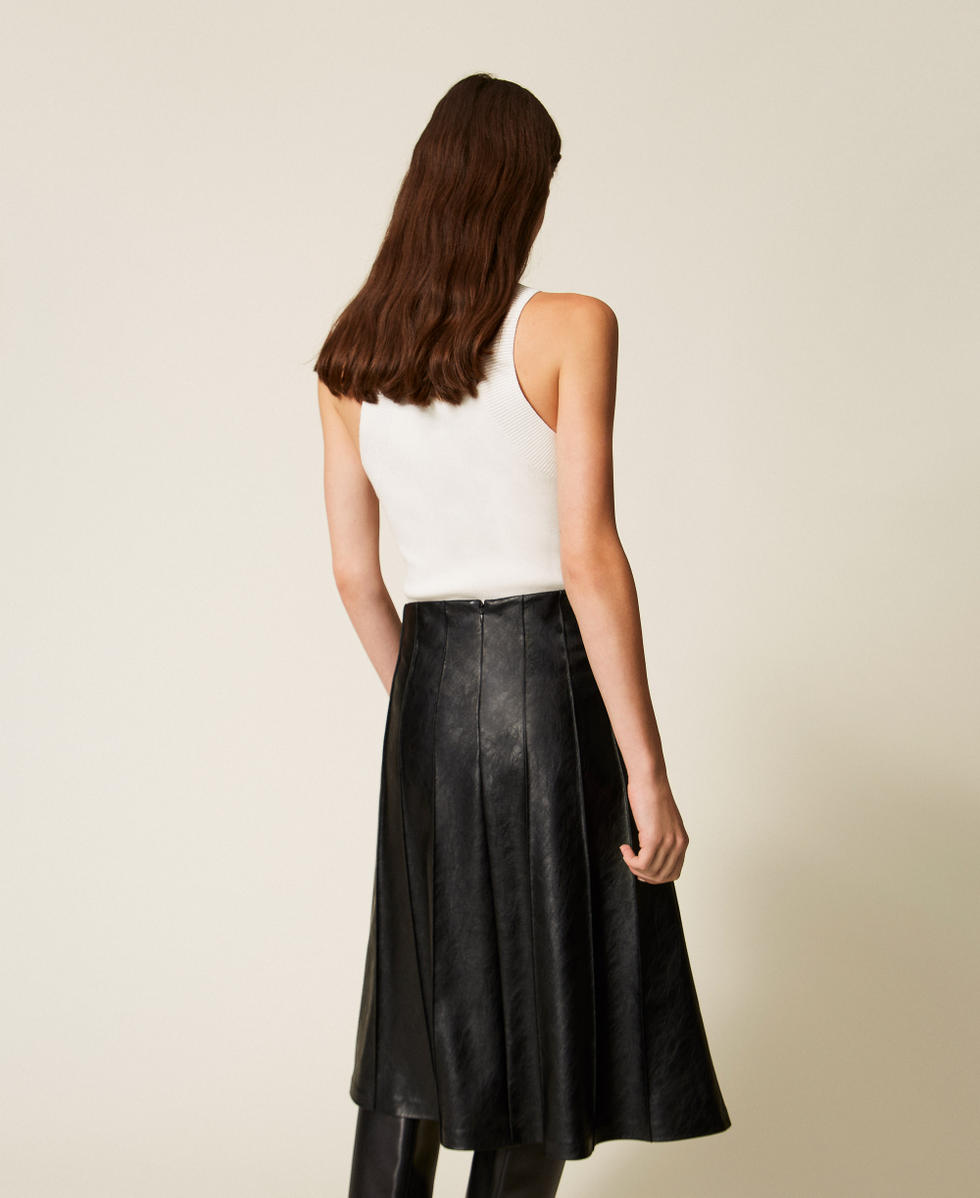 Jupe mi-longue effet cuir Noir Femme 252AP2066_00006_02