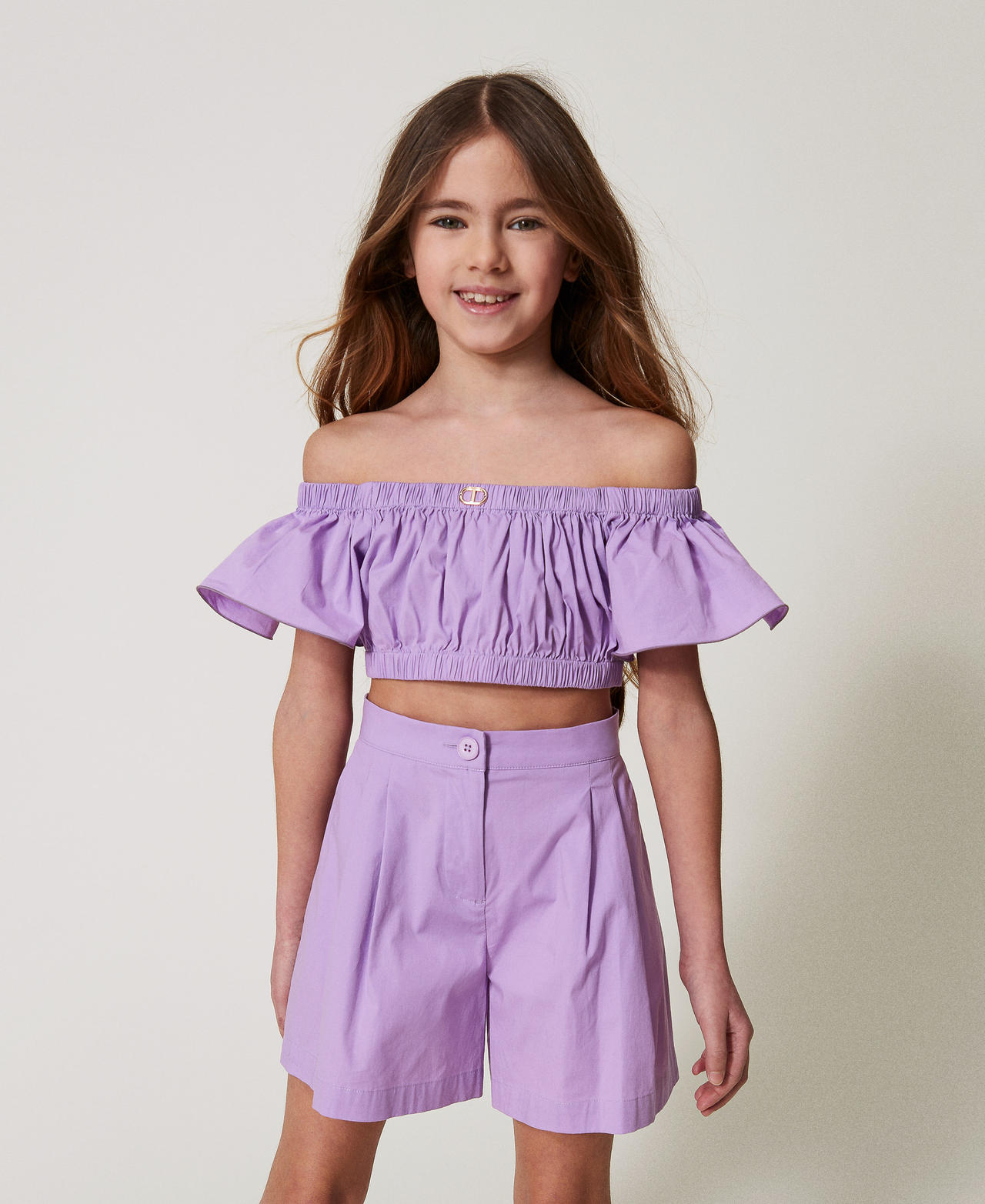 Poplin top and shorts Pastel Violet Girl 251GJ2422_11862_02