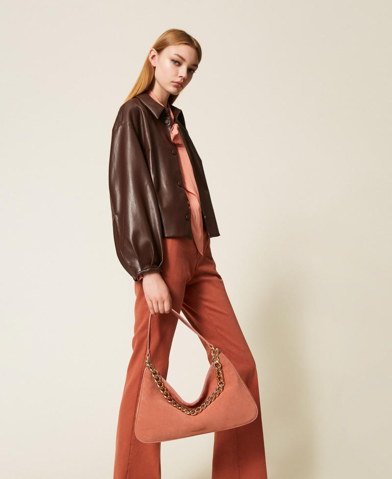 Blouson effet cuir avec col chemise Coffee Femme 252TP2090_00203_T0