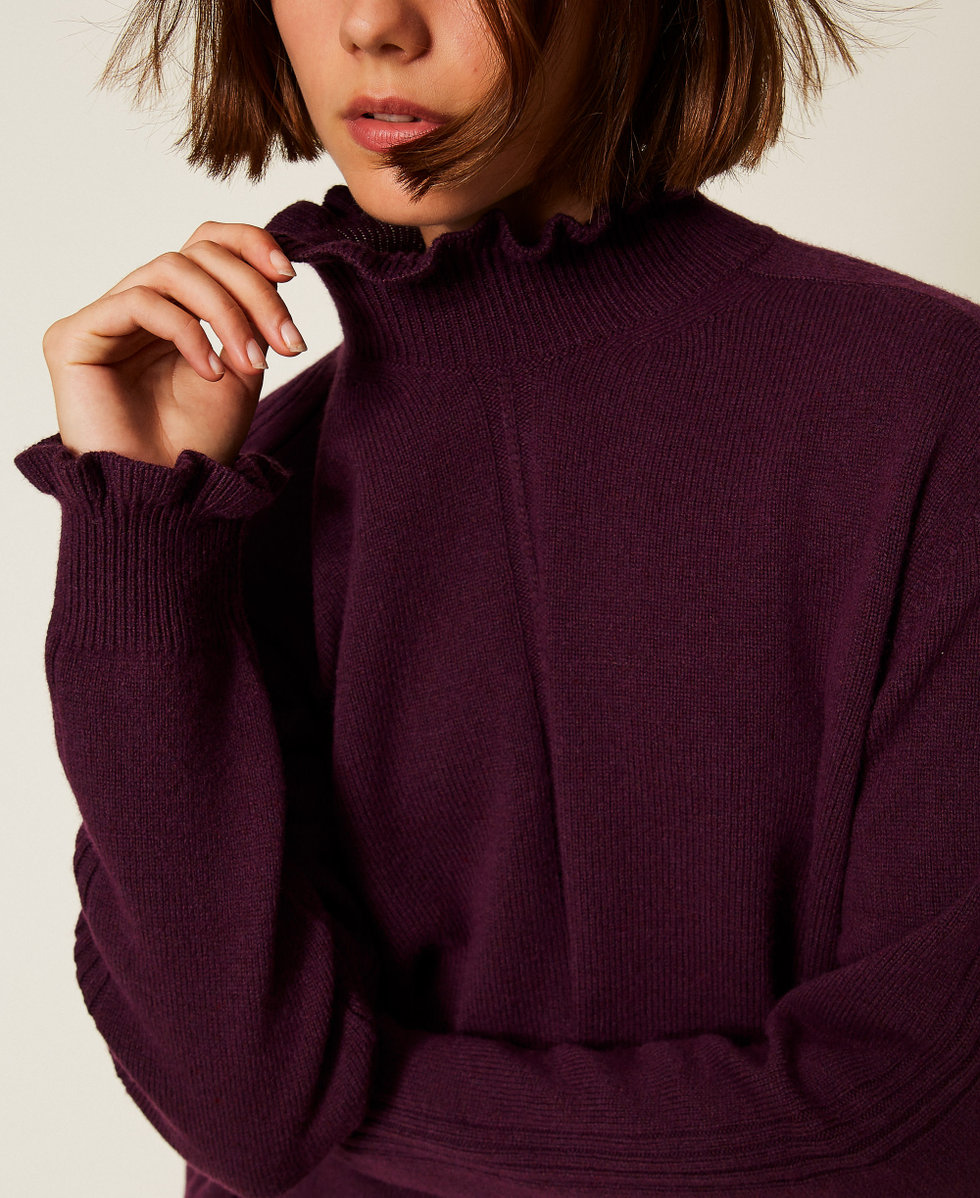 Wool blend jumper with ruffles Purple Eden Woman 252TT3350_12635_04