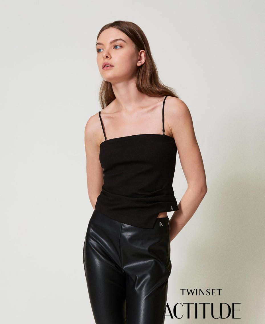 Fitted top with draping Black Woman 251AP2055_00006_PA