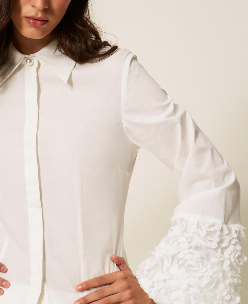 Poplin and tulle shirt with flowers Off White Woman 261AP2232_00526_03