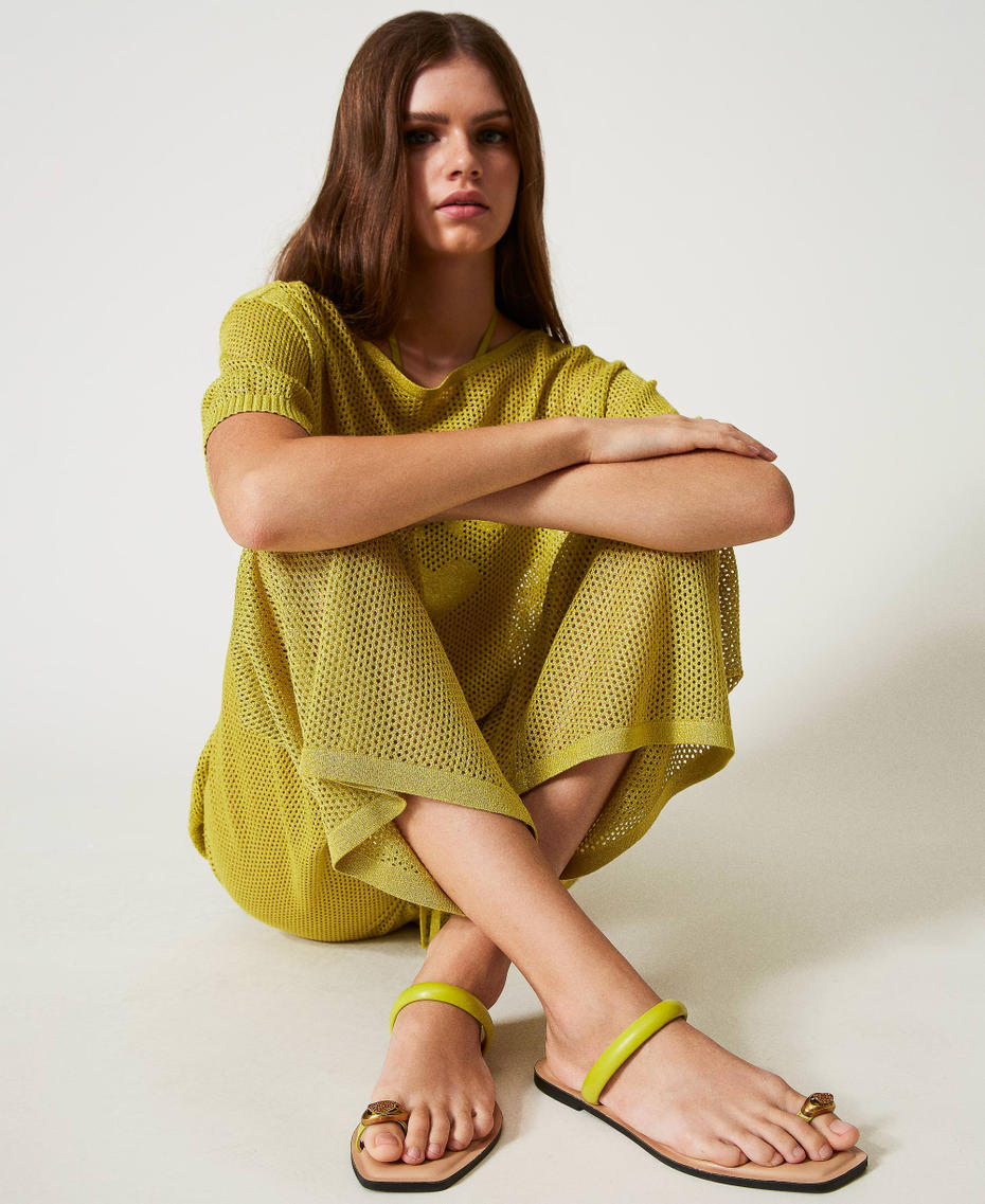 Slide sandals with jewel detail Green Grenoble Woman 251LBP012_12131_T0