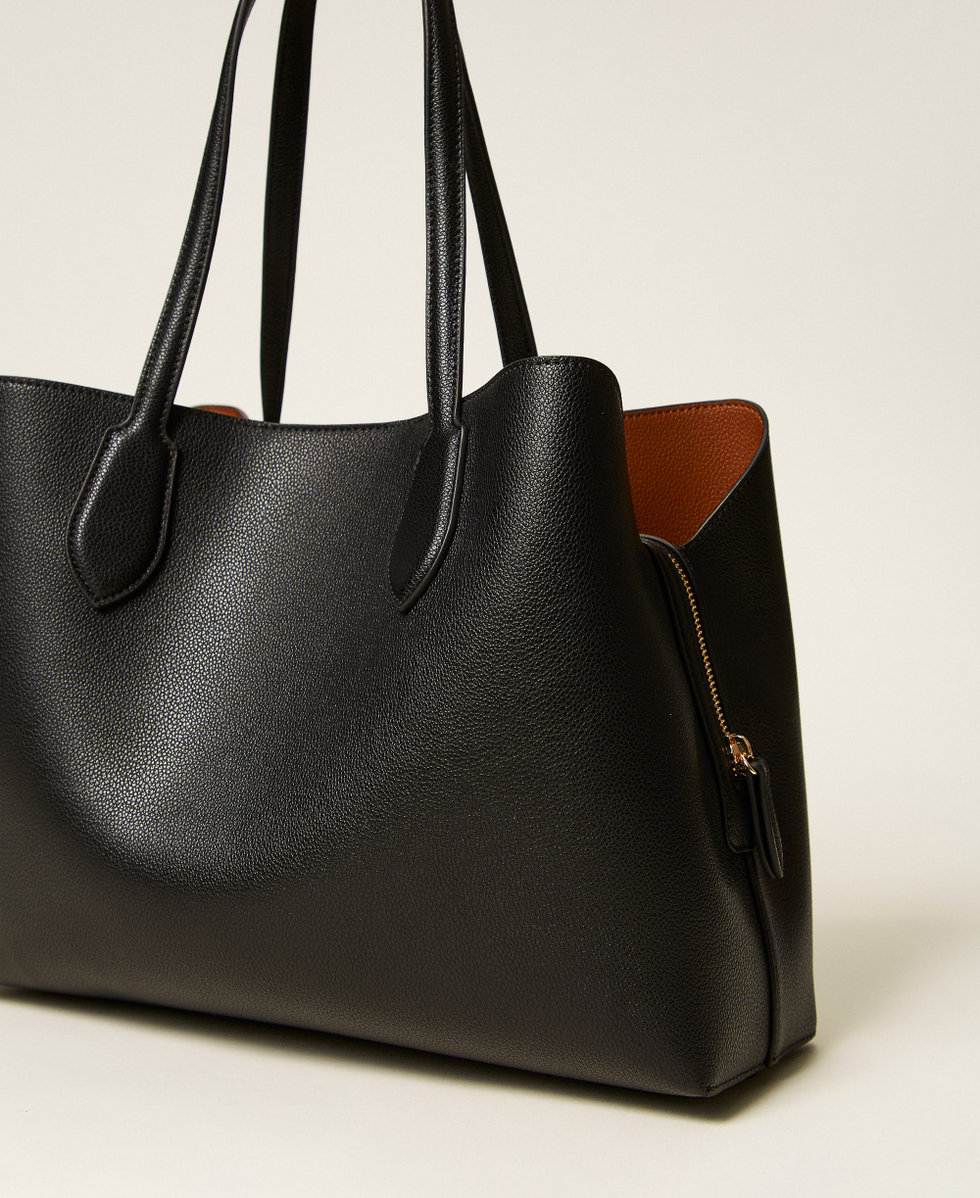 Cabas bicolore avec Oval T Bicolore Noir/Marron &laquo;&nbsp;Land&nbsp;&raquo; Femme 252TB7150_12674_03