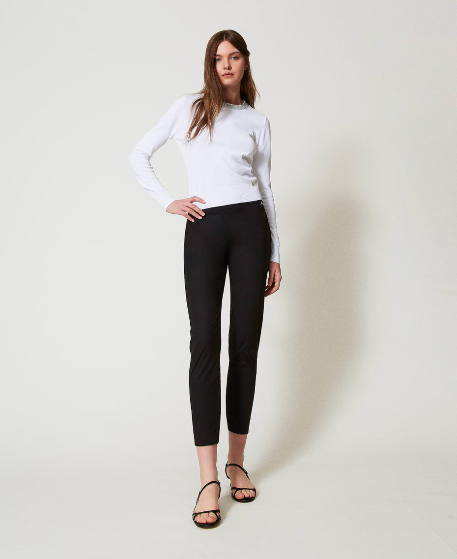 Fitted jumper with sequins "Papers" White Woman 251AP3132_00840_0T
