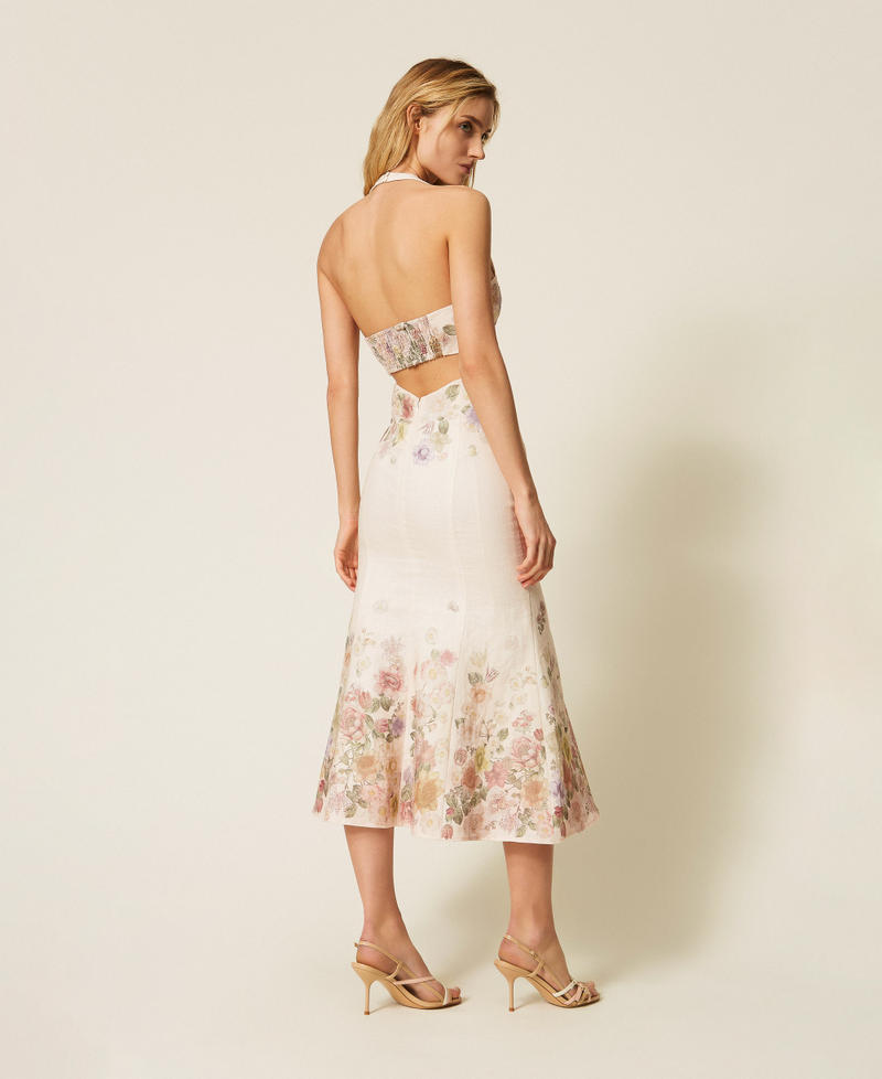 Robe midi en lin floral Imprim&eacute; Wildflowers Couleur Pastel Femme 261TT2570_13588_03