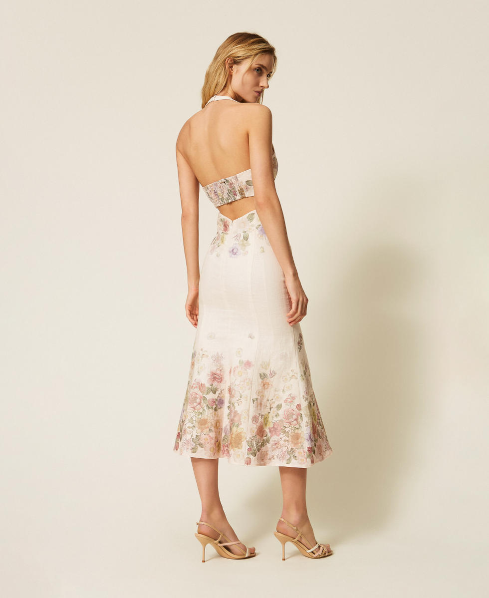 Vestido midi de lino de flores Estampado Wildflowers Pastel Color Mujer 261TT2570_13588_03