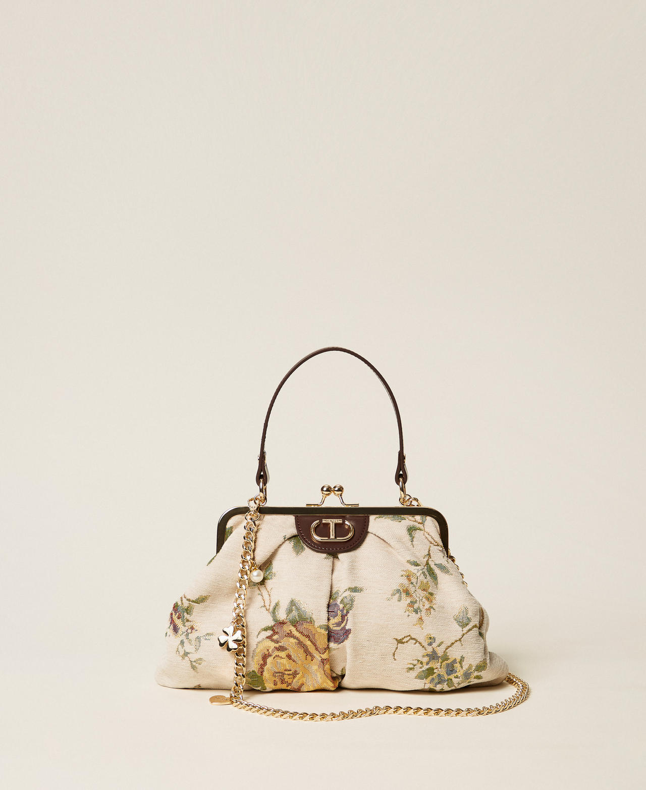 Floral jacquard shoulder bag Woman, Patterned | TWINSET Milano