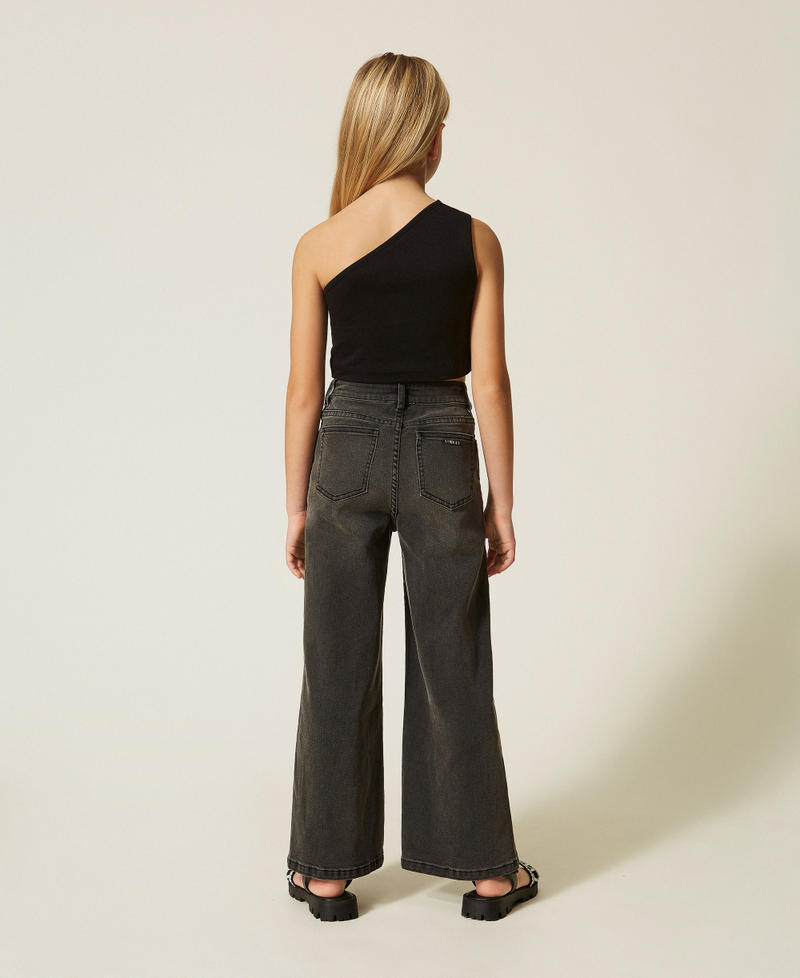 Black cropped jeans with five-pockets Washed Black Denim Girl 261GJ2260_12908_03