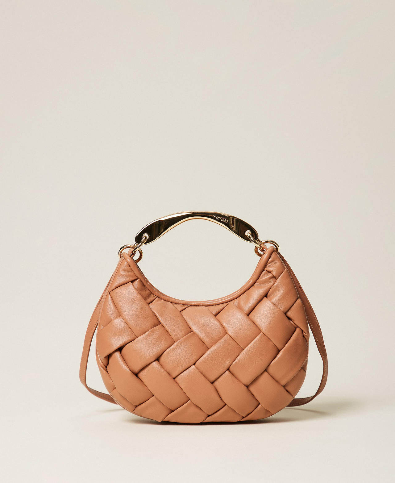 Twinset Women's Mocha Mousse Brown Handwoven 'Croissant' Bag
