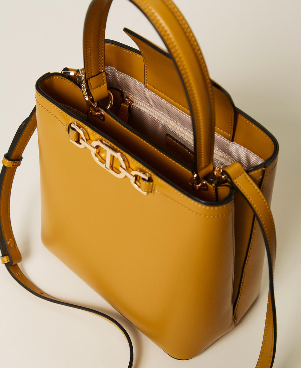 Small 'First Class' bag with Oval T clasp Mustard Yellow Woman 252TB7304_12607_04