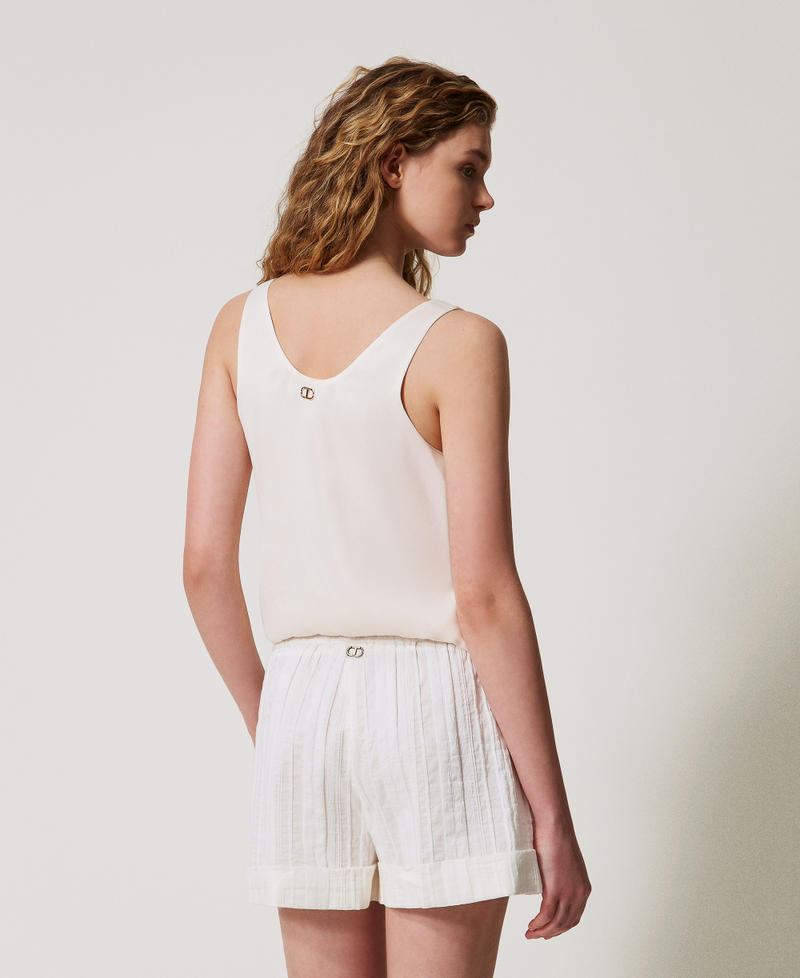 Shorts in misto lino rigato Bianco Neve Donna 251TT2142_00282_03