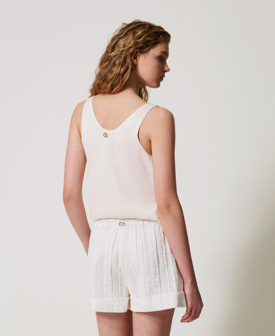 Shorts in misto lino rigato Bianco Neve Donna 251TT2142_00282_03