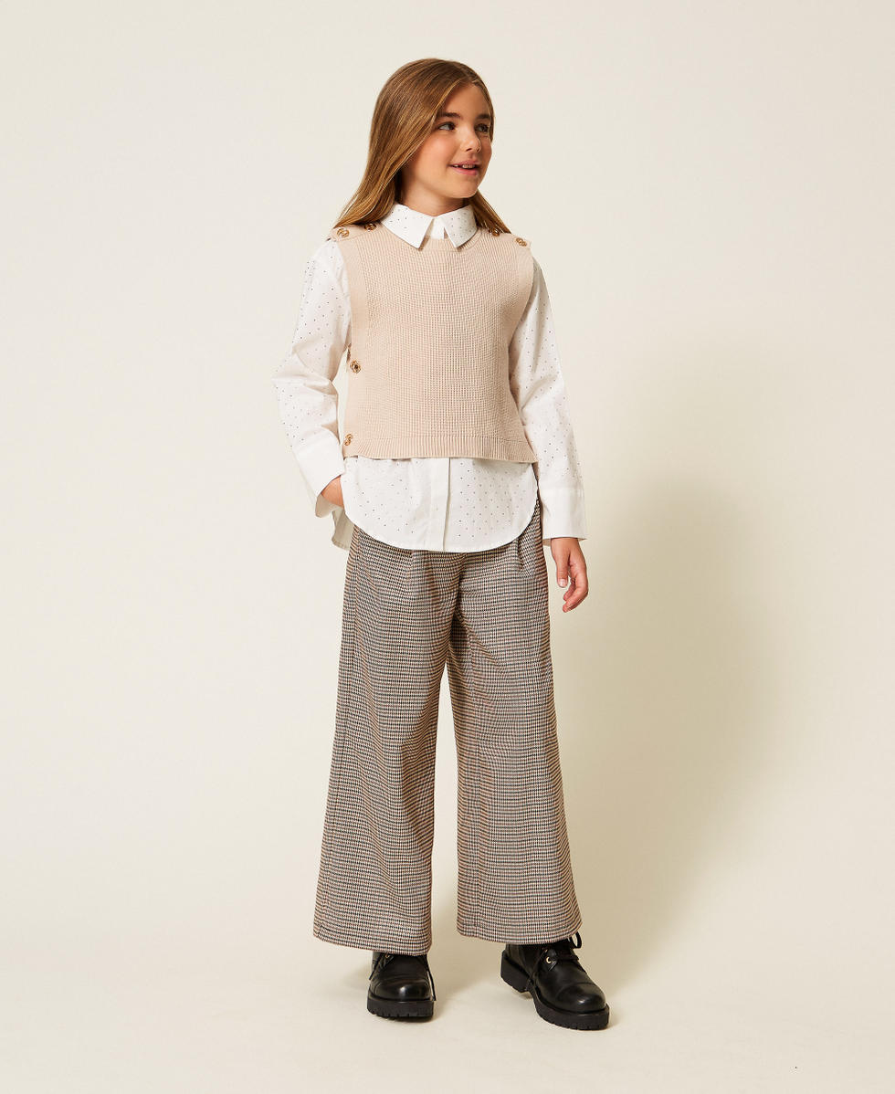 Gilet en maille avec boutons Oval T Beige &laquo;&nbsp;Biscuit&nbsp;&raquo; Fille 252GJ3062_10884_T0