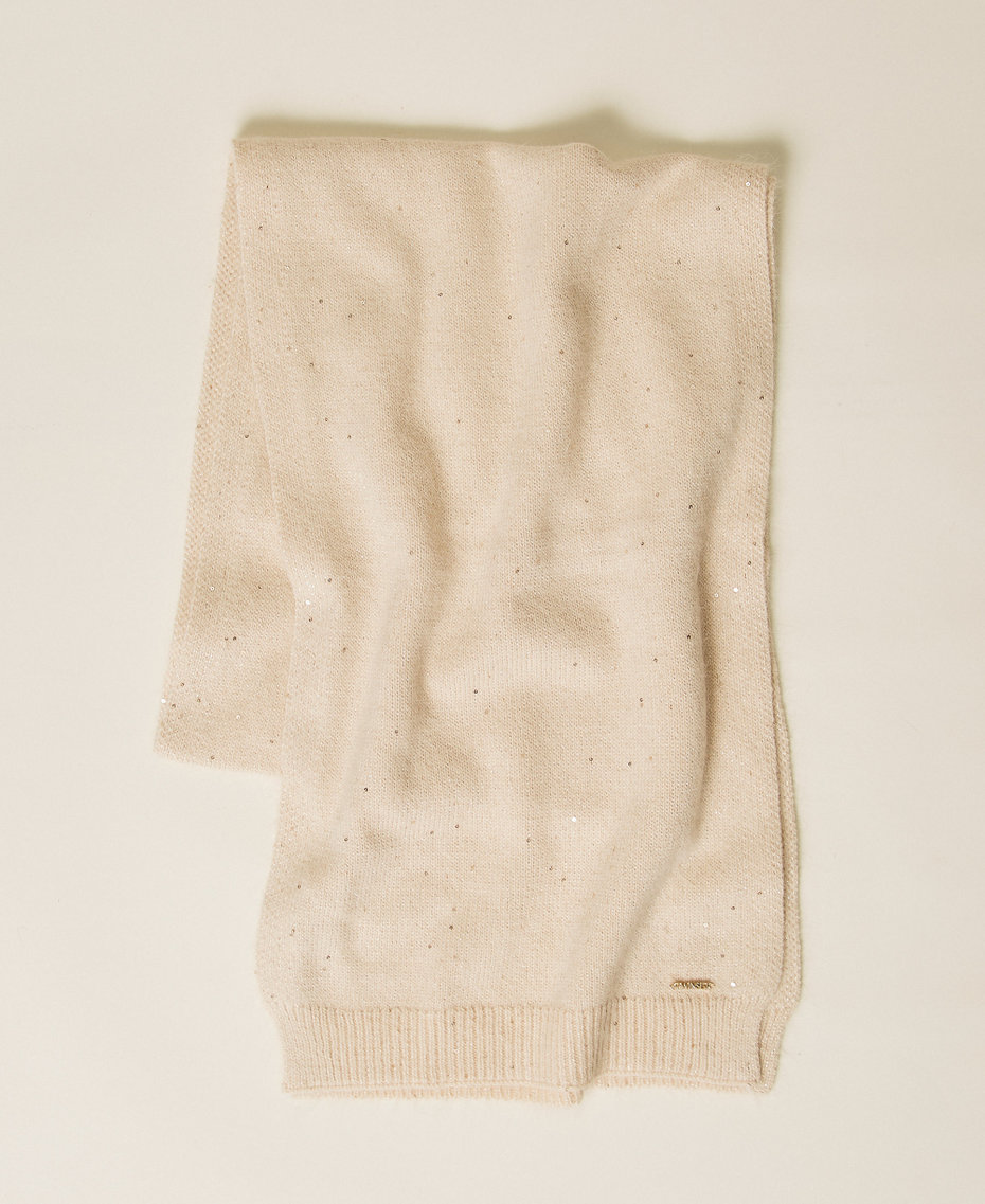 Sciarpa in maglia con paillettes Beige "Parchment" Donna 252TA426A_07222_01