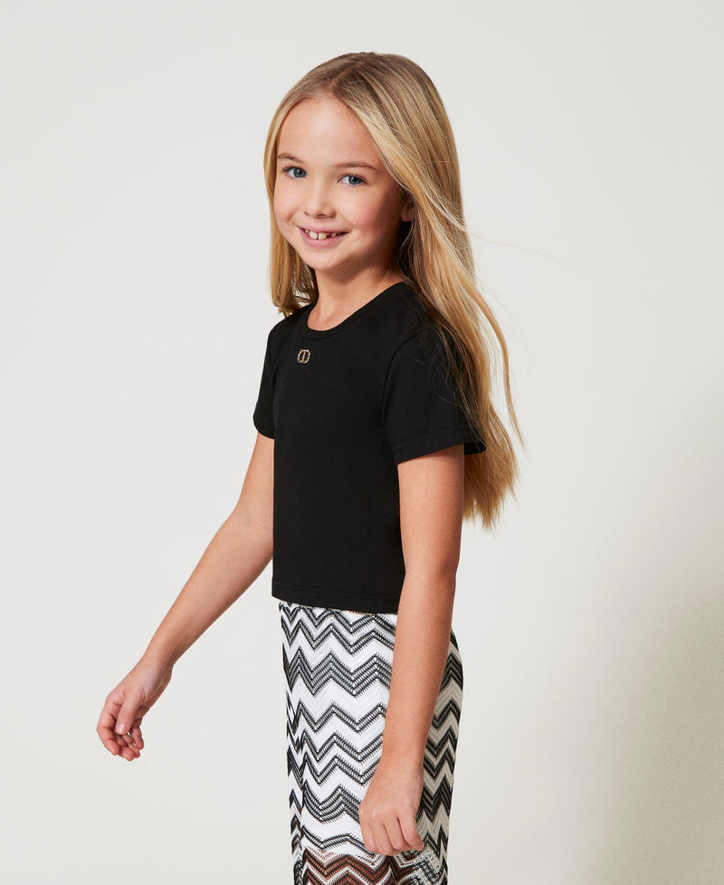 T-shirt with Oval T and cut-out Black Girl 251GJ2481_00006_02