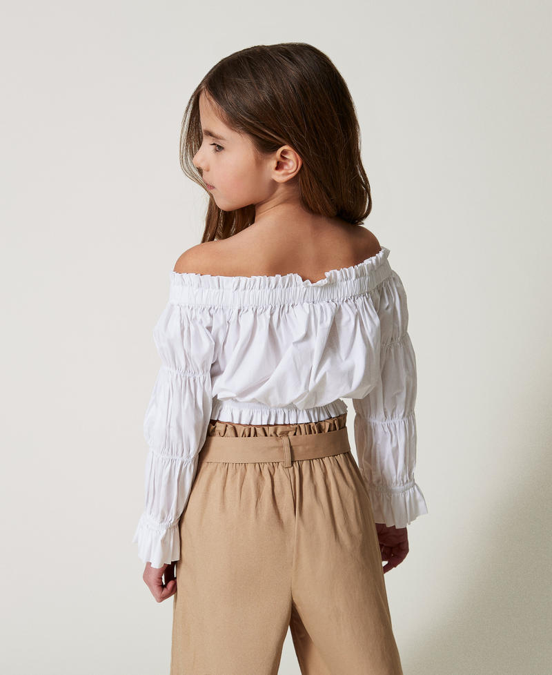 Cropped poplin top with gathering "Ice" White Girl 251GJ2421_00808_03