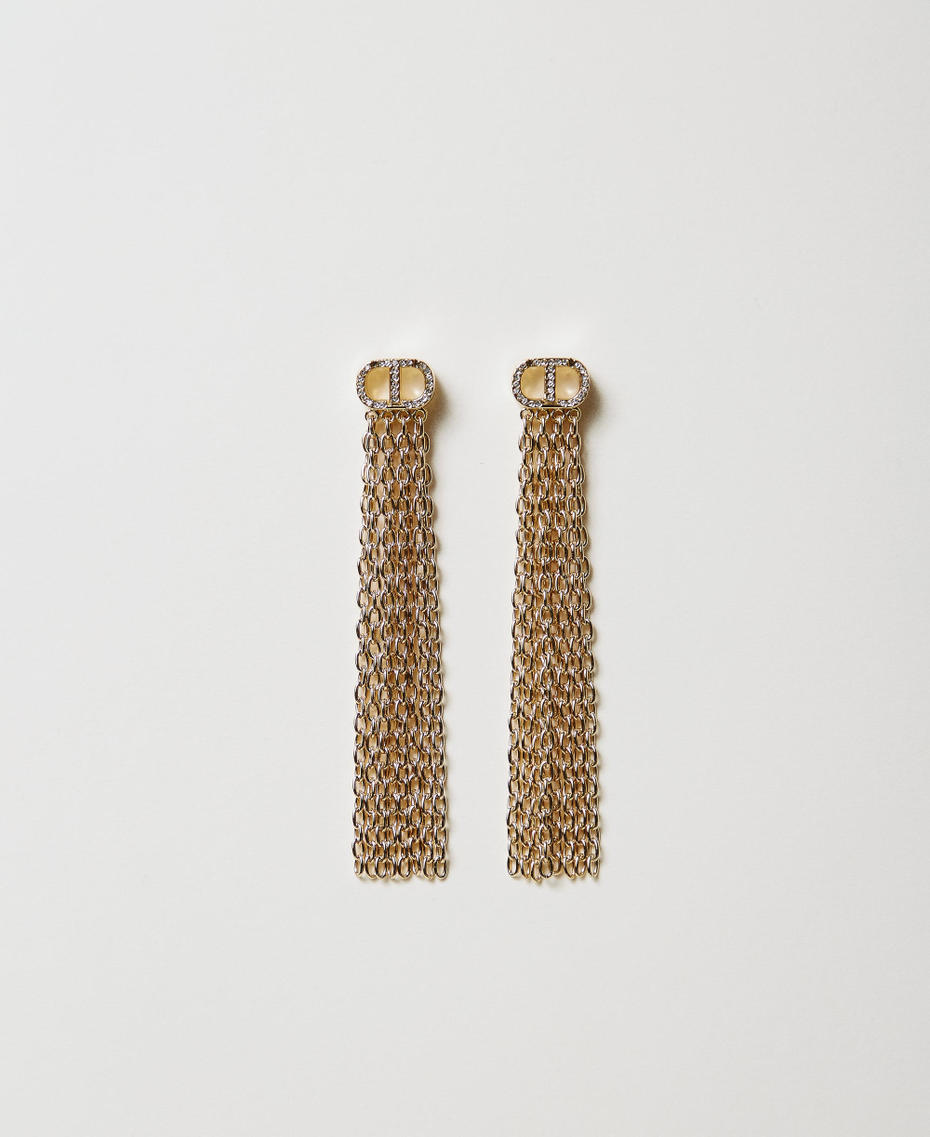 Earrings with fringes and Oval T New Gold Woman 251TA4150_10630_01