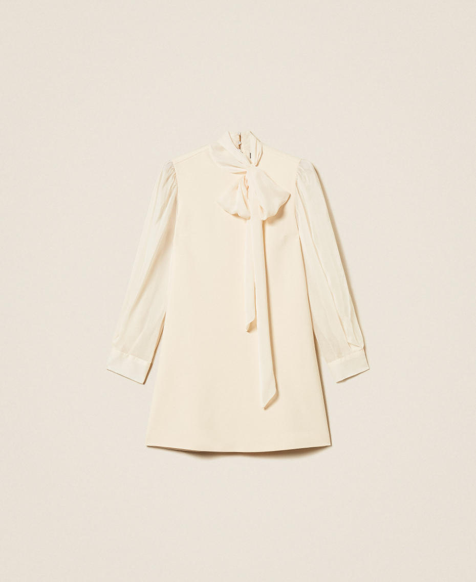 Short dress with sash neck Crystal Sand Beige Woman 252AT2211_12610_S0