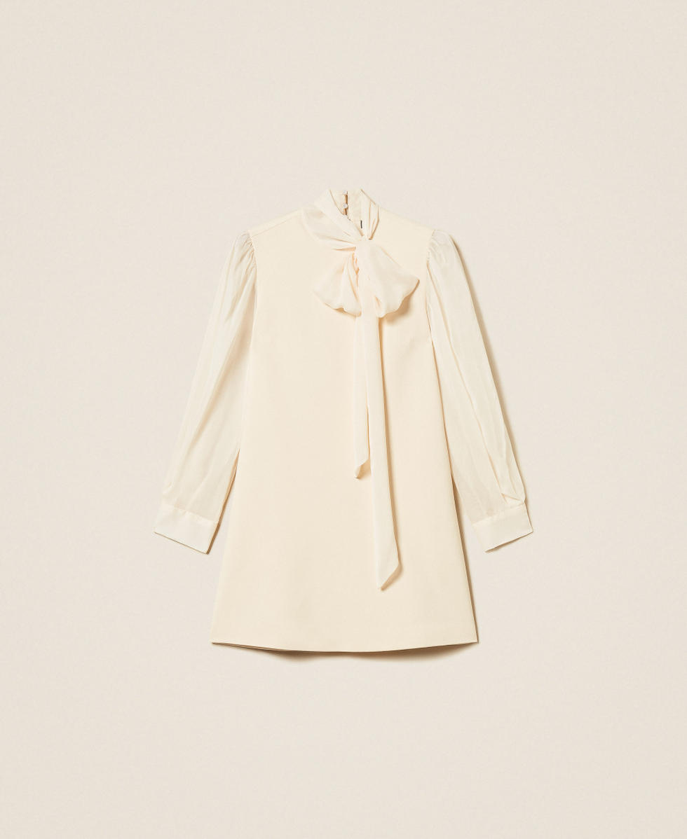 Abito corto con collo a fusciacca Beige "Crystal Sand" Donna 252AT2211_12610_S0