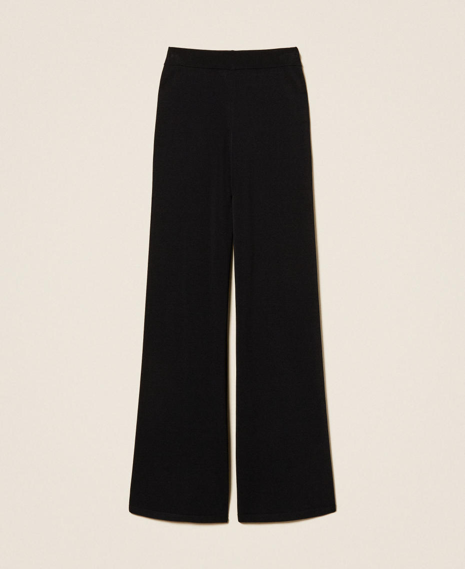 Pantaloni in maglia a palazzo Nero Donna 262TP3540_00006_S0
