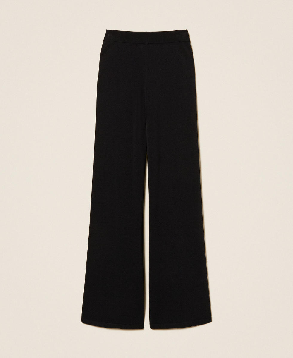 Knitted palazzo trousers Black Woman 262TP3540_00006_S0