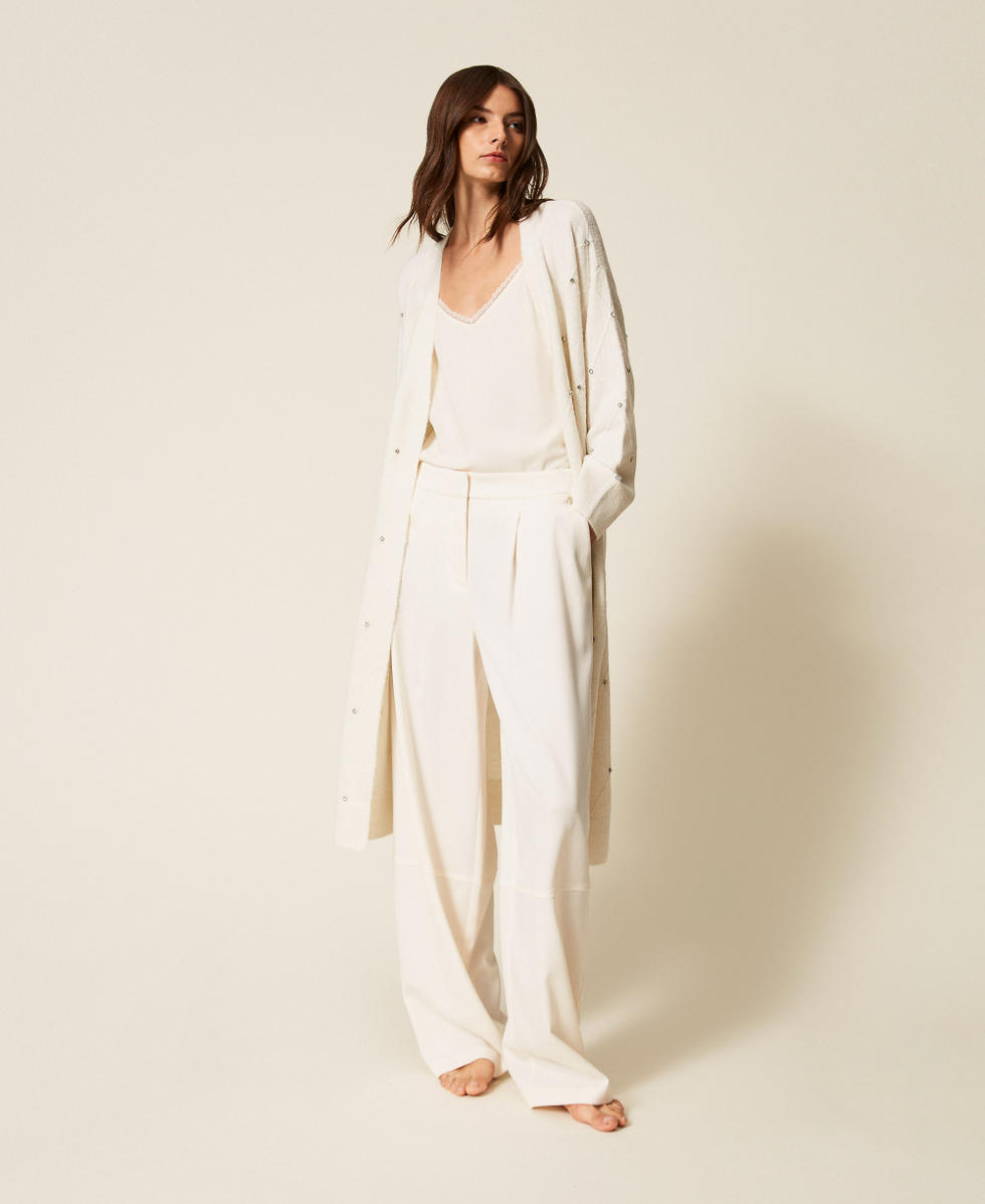 Cardigan long avec losanges et broderie Off White Femme 252LL3ACC_00526_01