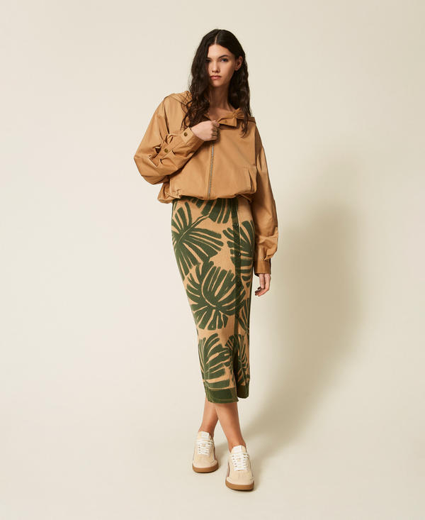 Midi knit skirt with print