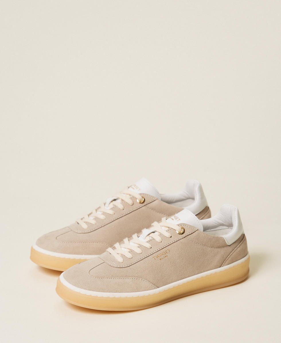 Baskets en cuir velours Beige &laquo;&thinsp;Parchment&thinsp;&raquo; Femme 252TCP026_07222_02