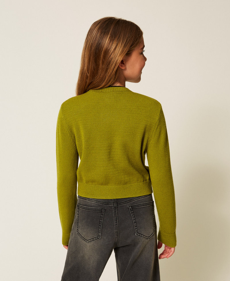 Pull ras-du-cou avec Oval T Olive Oil Fille 252GJ3011_12576_03