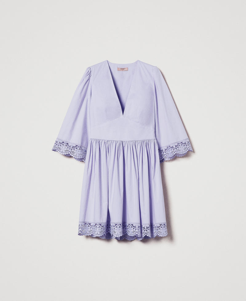 Abito corto in popeline con pizzo Fiori di Lillà Donna 251TT2092_00703_S0