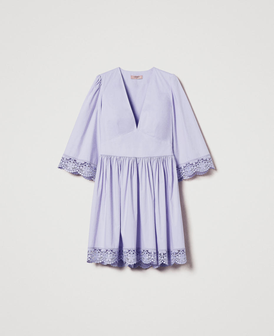 Abito corto in popeline con pizzo Fiori di Lillà Donna 251TT2092_00703_S0