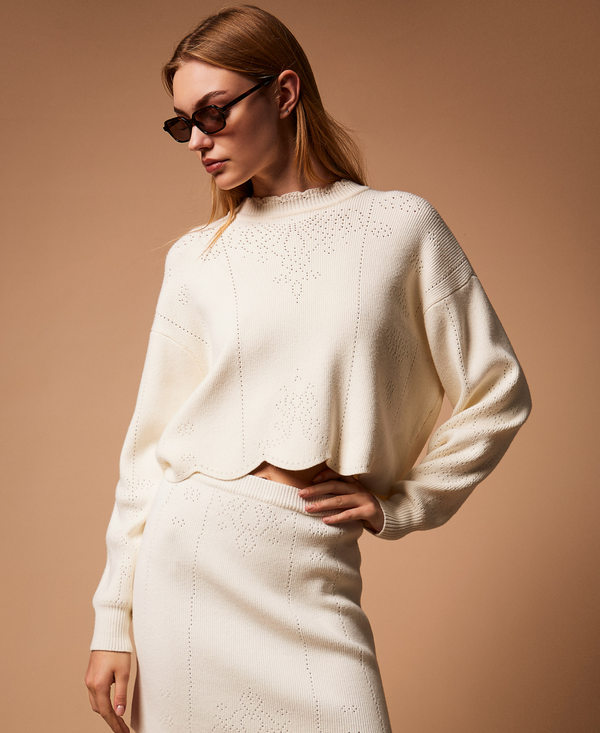 Pull cropped avec festons