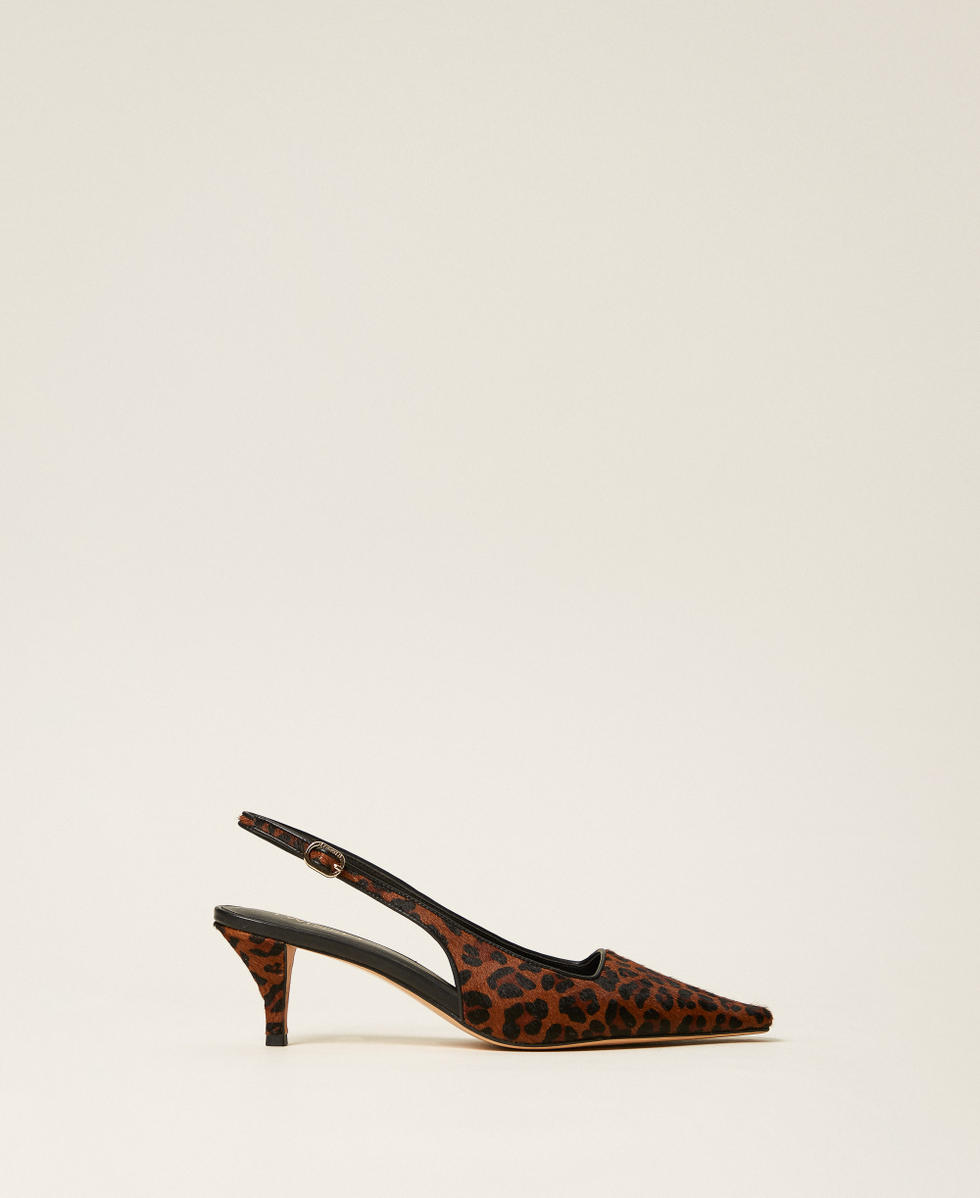 Slingback-Pumps mit Animalprint