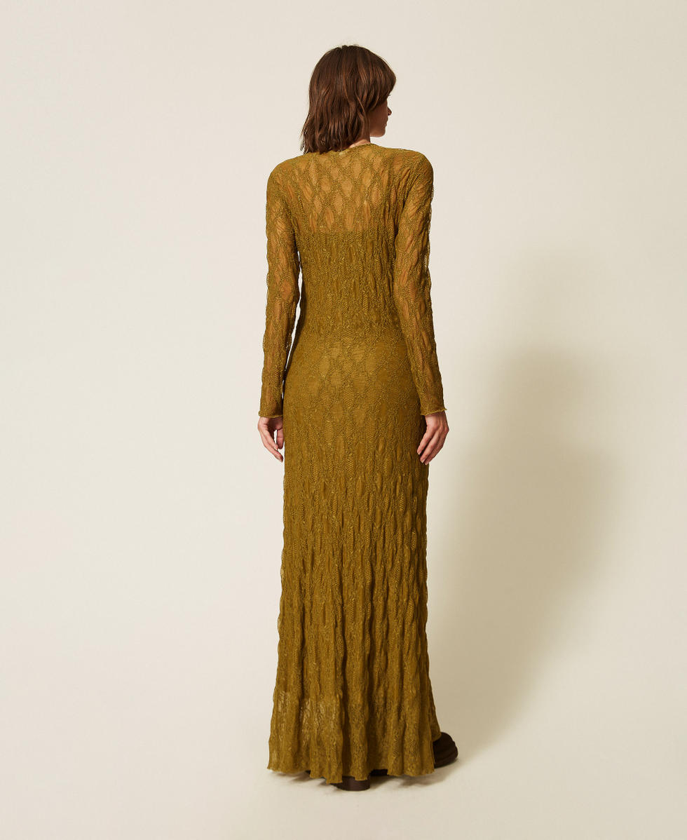 Long stretch lace dress Shiny Oil Woman 262LI2NDD_13450_03