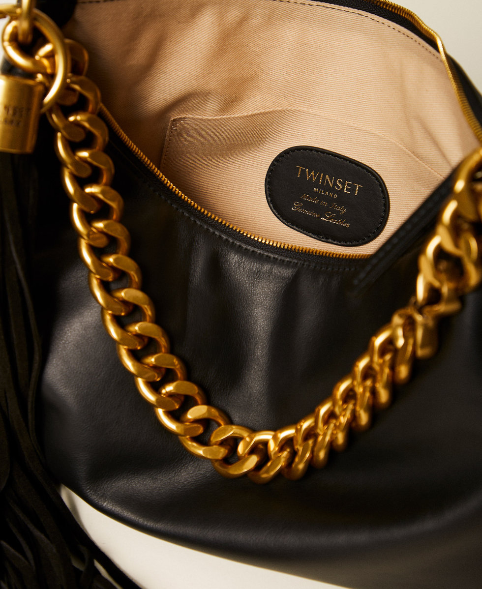 Borsa Liliane grande in pelle con charm Nero Donna 262TB7207_00006_04