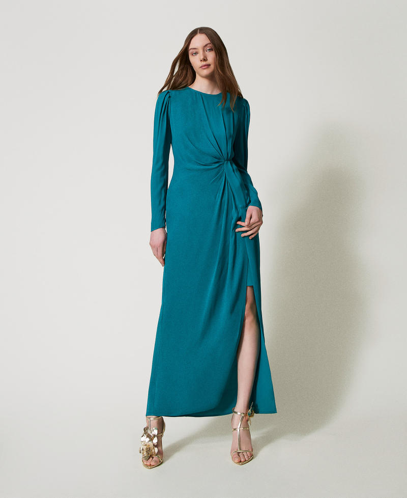 Robe longue en crêpe de Chine Dark Emerald Sea Femme 251TP2143_12293_01
