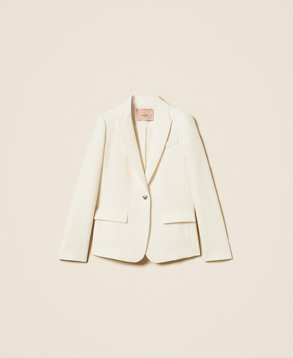 Cr&ecirc;pe blazer with heart-shaped button
