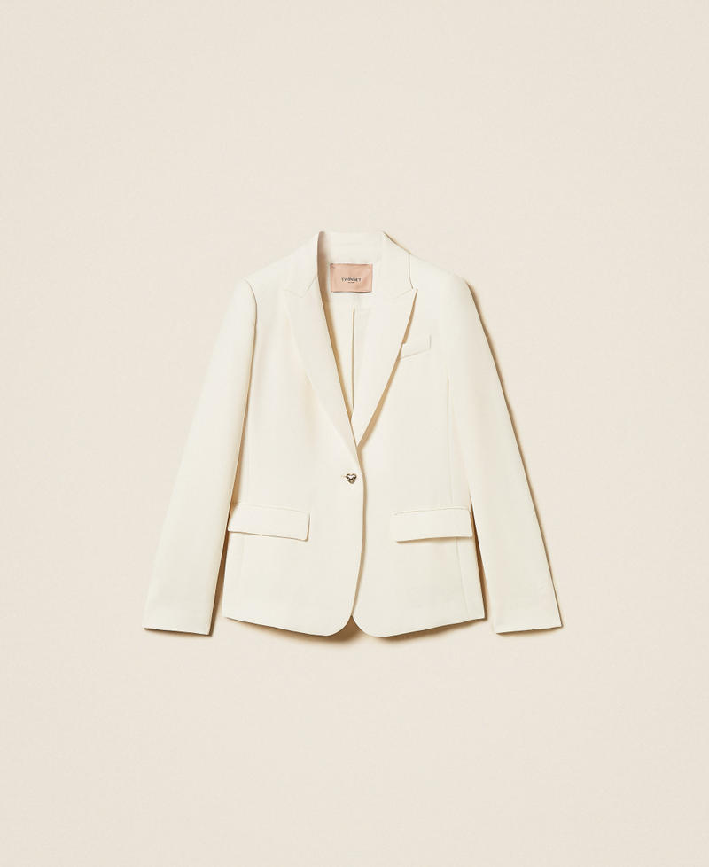 Cr&ecirc;pe blazer with heart-shaped button